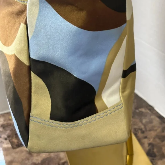 Coach Brown and Blue Satin Tote Bag - Picture 5 of 11